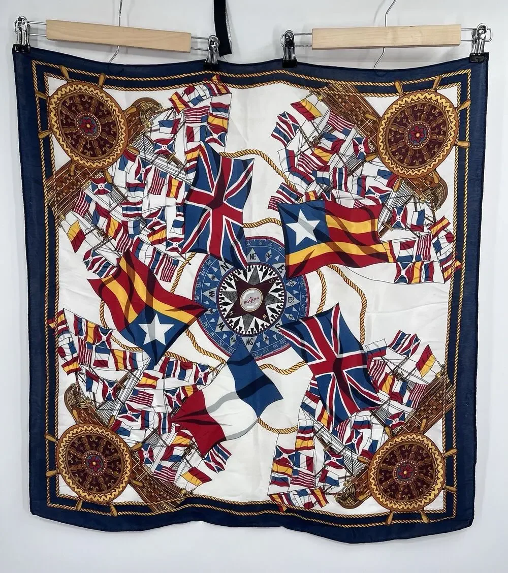 Unbranded Boating Sailing Theme Silk Scarf 31x31 Square Nautical Flag